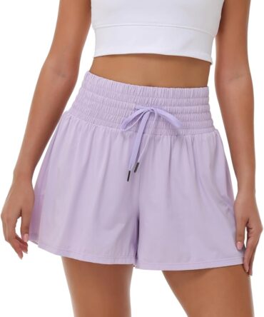 Flowy Athletic Shorts for Women Gym Workout Running Lounge Pants High Waist with Pocket Cute Clothes Summer Outfits