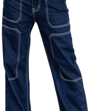 Women's Casual Mid Waist Cargo Jeans Stretch Wide Leg Denim Pants with Pockets