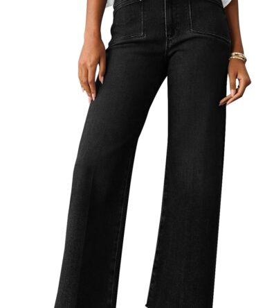 Jeans for Women Wide Leg Baggy High Waist Boyfriends Straight Leg Stretchy Denim Pants Trendy Fall