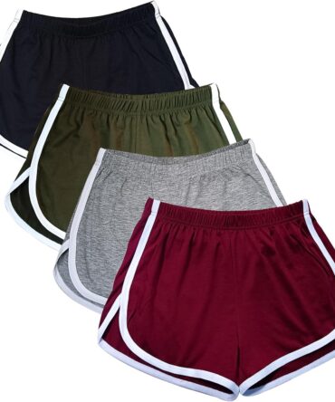 4 Pack Women's Cotton Yoga Dance Short Pants Sport Shorts Summer Athletic Cycling Hiking Sports Shorts