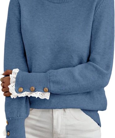 Women's Mock Neck Peplum Sweater Fall Fancy Sweaters for Women Dressy Long Sleeve Button Knit Pullover Tops