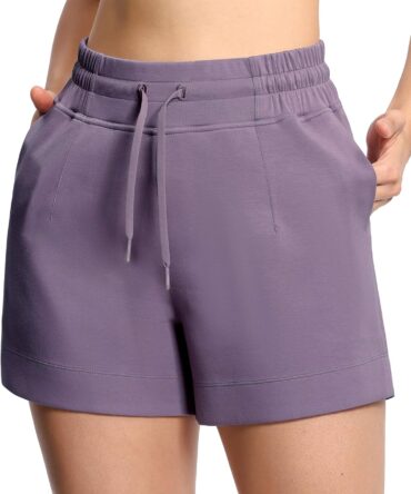 Women's Drawstring Sweat Shorts High Waisted Summer Workout Lounge Shorts with Pockets