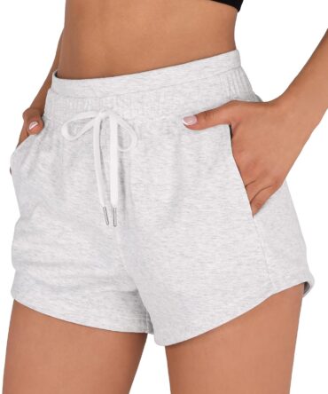 Women's Sweat Shorts with Pockets Cotton French Terry Drawstring Summer Workout Casual Lounge Shorts